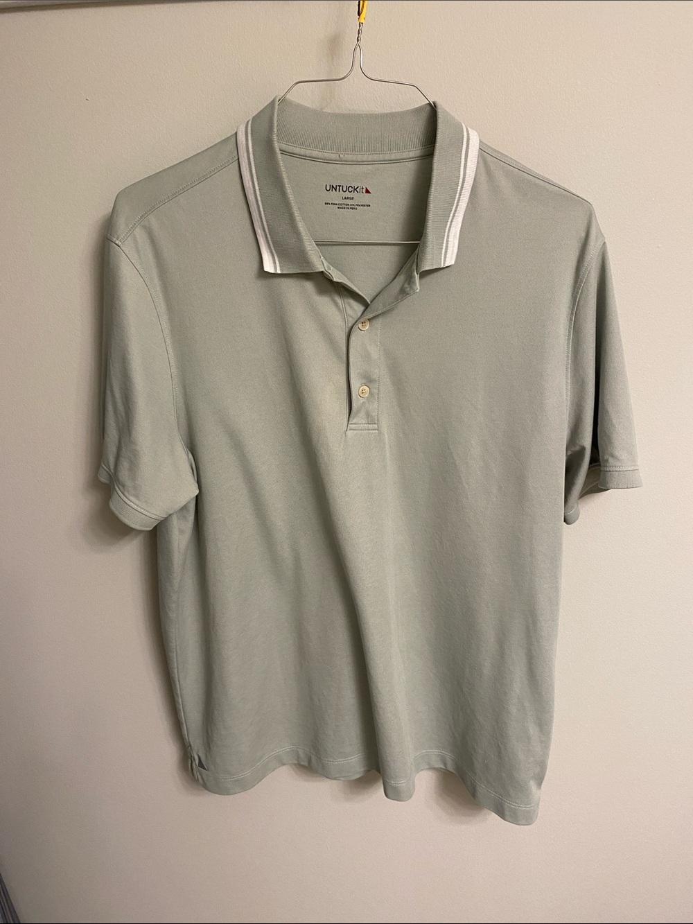 UNTUCKit Men's Sage Green Polo with White Trim